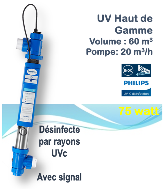 Générateur uvc piscine - BLUE LAGOON SIGNAL UV-C 75 W
