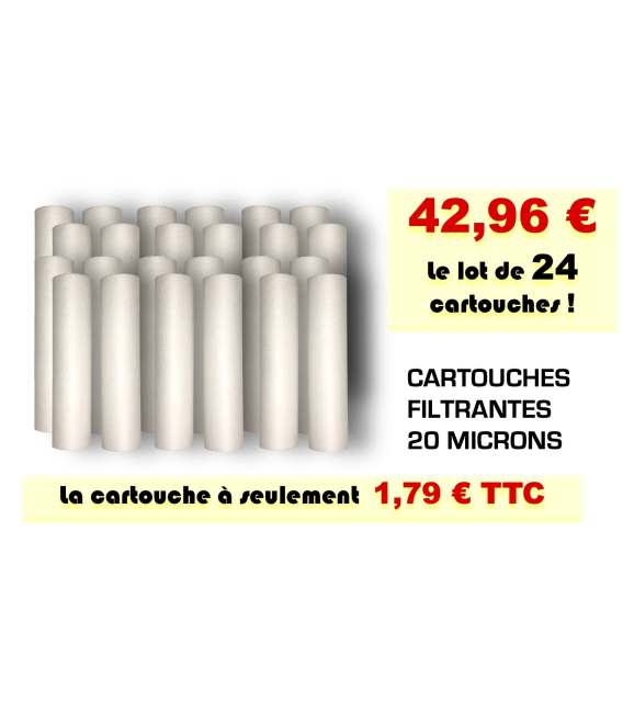 Cartouche filtre pour eau contre les sediments 20 micron Taille 9''3/4 10'' - Lot par 24