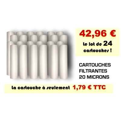 Cartouche filtre pour eau contre les sediments 20 micron Taille 9''3/4 10'' - Lot par 24