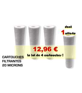 LOT DE 4 Cartouches dont 1 offerte 9''3/4 10'' sediments 20 microns PARTICUL-10X20