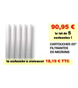 Cartouche traitement d'eau 20'' sediments 20 micron - LOT 5 CARTOUCHES PARTICUL-20X20