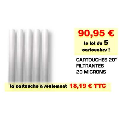 Cartouche filtre pour eau contre les sediments 20 micron Taille 20'' - Lot par 5