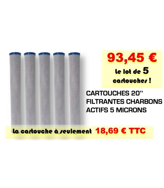 Cartouche traitement d'eau 20'' sediments 20 micron - LOT 5 CARTOUCHES CAR20X